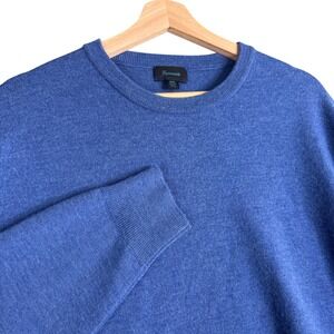 Faconnable Mens Size XXL Blue 100% Merino Wool Crew Neck Pullover Sweater